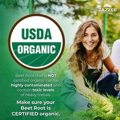 USDA Organic Extra Strength Beet Root 20:1 Extract 8000 mg Strength 120 Capsules