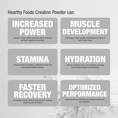 HEARTHY FOODS Creatine Monohydrate Micronized Powder 500G – 100 Servings, 5000mg
