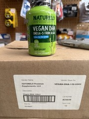 NATURELO VEGAN DHA OMEGA 3 FROM ALGAE 800MG DHA PER SERVING 120 CT EXP 2/3/2027