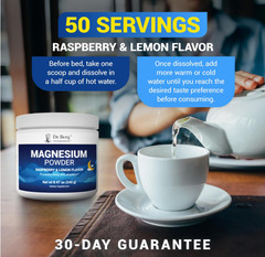 Dr. Berg Magnesium Glycinate Powder, Raspberry Lemon, 50 Servings