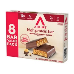 Atkins High Protein Bar, Chocolate Peanut Butter, 16g of Protein, 24 Count