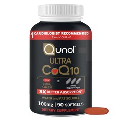 Qunol Ultra CoQ10 100mg Softgels- 3x Better 90 Count (Pack of 1), No Color