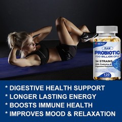 120 Capsules Probiotics Digestive Enzymes 100 Billion CFU Potency Immune Health