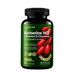 Berberine HCI 1500mg with Chromium Cinnamon Vegan Non-GMO Supplement 90 Capsules