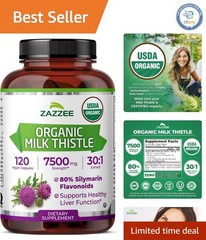 Potent USDA Organic Milk Thistle 30:1, 80% Silymarin – 120 Capsules for Health