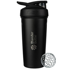 BlenderBottle Strada 24 oz Stainless Steel Protein Shaker Bottle Insulated Black