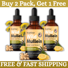 RespiClear Wild Mullein Leaf Extract Liquid Drops Vegan Non-GMO Lemon 2+1FREE