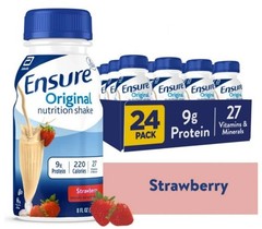Ensure Original Shake Strawberry Meal Replacement 8 Oz 24 Count Exp 3/2027