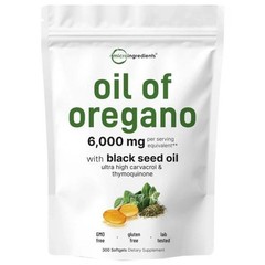 Micro Ingredients Oil of Oregano 6000mg with Black Seed Oil 300 Softgels NEW