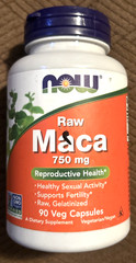 NOW Foods Maca 750 mg Raw 90 Veg Capsules Exp 7/2027