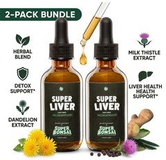 Super Bonsai Super Liver Drops 2-Pack Daily Detox Supports Milk Thistle 60 Days
