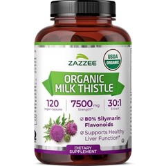 USDA Organic Milk Thistle 30:1 Extract, 80% Silymarin, 120 Vegan Capsules, 4 …
