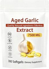 Odorless Garlic 7500mg Per Servings, 300 Softgels | 2 Years Aged Garlic Extra…
