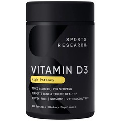 Sports Research Vitamin D3 Dietary Supplement – 360 Softgels