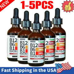 1-5 Pack Nusava Vitamin B12 B6 Liquid Drops Sublingual B-Complex 5000mcg