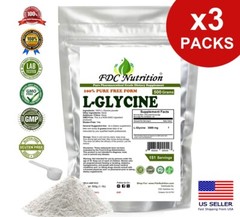 FDC NUTRITION PURE Glycine Powder 1lb – Non-GMO, Gluten Free (3 PACKS)