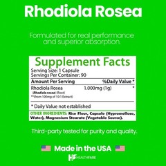 Healthfare Rhodiola Rosea Capsules 1000mg Equivalent | 90 Vegan Capsules