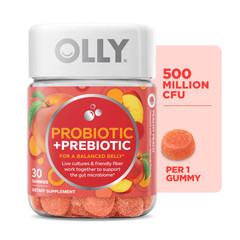 Probiotic + Prebiotic Fiber Gummy,Digestive + Gut Health Supplement,Peach, 30 Ct
