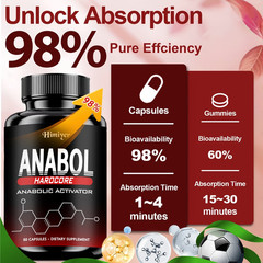 Anabol Hardcore Advanced Bodybuilding Supplement | 60 Capsules | Energy Support
