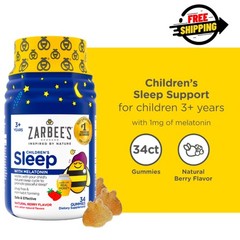 Zarbees Childrens Sleep Gummies with Melatonin Natural Berry 34 Count