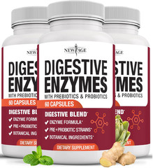 3 Packs NEW AGE Digestive Enzymes for Gut Digestive Health Probiotic Prebiotics