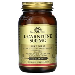 2 X Solgar, L-Carnitine, Free Form, 60 Tablets (500 mg per Tablet)-worldwide