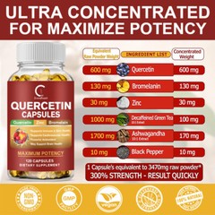120Caps Quercetin 1000Mg with Bromelain & Zinc Natural Immune Support Supplement