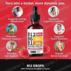 Multiple Vitamin Complex Liquid Non-GMO Raspberry Flavor Vegan Drops Supplement