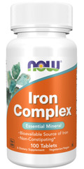 NOW FOODS Iron Complex Vegetarian 100 Tablets B-12 Dong Quai Red Raspberry 11/24