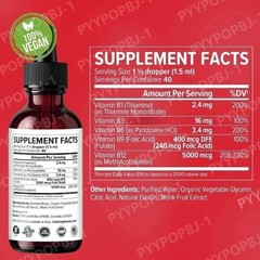 Multiple Vitamin Complex Liquid Non-GMO Raspberry Flavor Vegan Drops Supplement