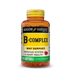 Mason Natural Vitamin B-Complex, Nervous System and Hearth Health, 100 Softgels