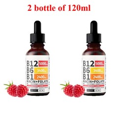Multiple Vitamin Complex Liquid Non-GMO Raspberry Flavor Vegan Drops Supplement