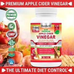 Apple Cider Vinegar 120 Capsules 1740mg Detox Weight Loss Fat Burner Digestive