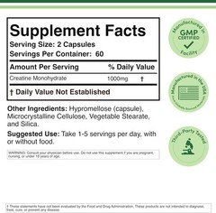 Creatine Pills 1,000Mg per Serving (120 Creatine Capsules) Free Shipping! NEW!..