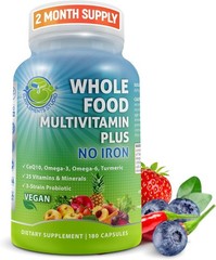 Vegan Whole Food Daily Multivitamin Without Iron, Methylated Multivitamin 180 Ct
