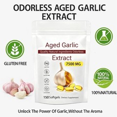 Odorless Garlic 7500mg Per Servings, 150 Softgels | 2 Years Aged Garlic Extract