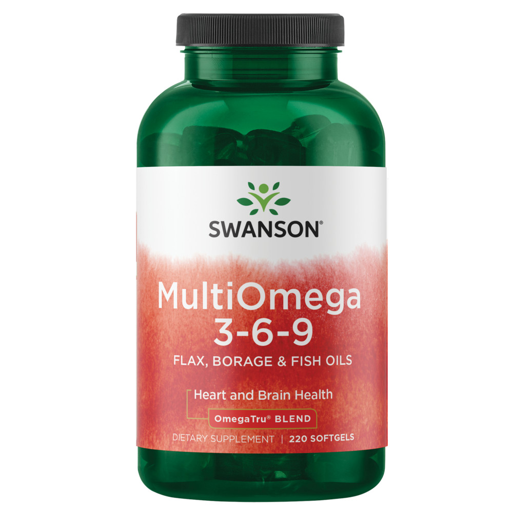 Swanson MultiOmega 3-6-9 Non-GMO Flax, Borage, & Fish Oil, 2400mg, 220 Softgels