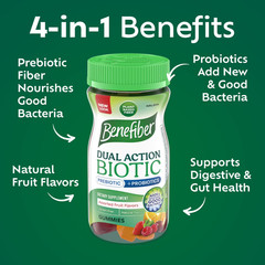 Benefiber Prebiotic Fiber Gummies with Probiotics 50 Count