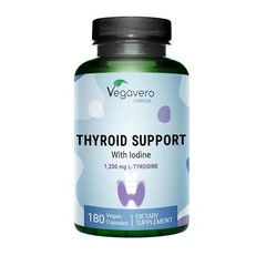 Vegavero Thyroid Support | 180 Capsules | Highest Dosage | Iodine L-Tyrosine