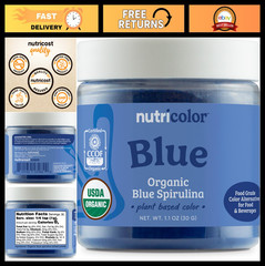 Organic Blue Spirulina Food Coloring – Plant-Based, 30 Servings, Natural Coloran
