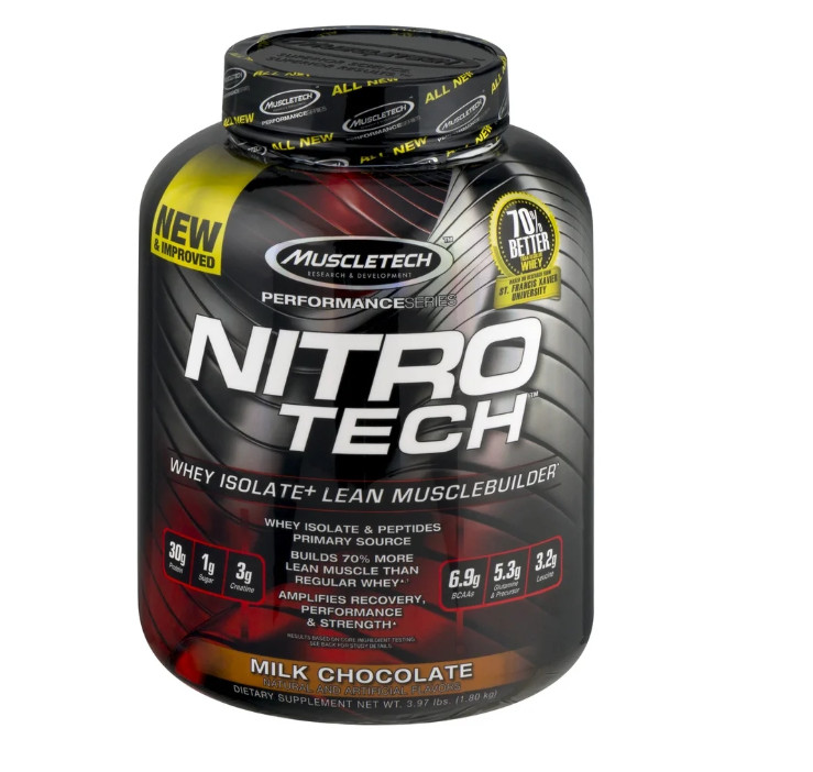 MuscleTech NitroTech Whey Isolate Milk Chocolate 3.97lb 30g Protein