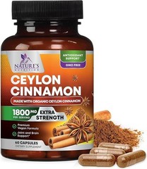 Organic Ceylon Cinnamon Supplement 1800mg Certified Organic Ceylon Cinnamon Pill