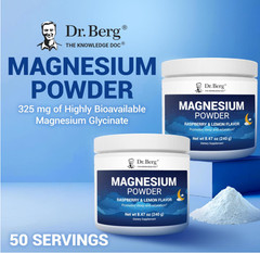 Dr. Berg Magnesium Glycinate Powder, Raspberry Lemon, 50 Servings