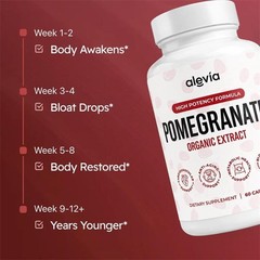 Alevia Pomegranate Capsules 60ct Organic Extract Antioxidant 1-5 pack
