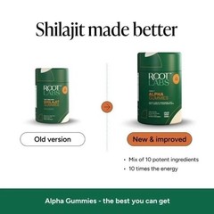 Root Labs 10 in 1 Alpha Gummies Shilajit Ashwagandha Tongkat 60Ct- 1/2/3 Bottles