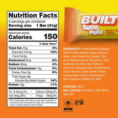 BUILT Sour Puff Protein Bar, Sweet Peach Punch, 16G Protein, Collagen, 150 Calor