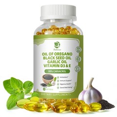 Oregano Oil Capsules w/Black Seed Oil,Antioxidant, Immune &Digestive Support
