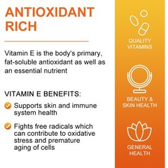 Vitamin E 1000 IU Softgels – Natural Antioxidant for Skin, Immune & Cell Support