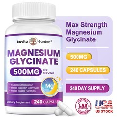 Magnesium Glycinate 500mg 240 Capsules – High Absorption Magnesium Supplement