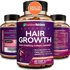 Hair Growth Vitamins for Women | Biotin 10000mcg Collagen Patented OptiMSM® g…